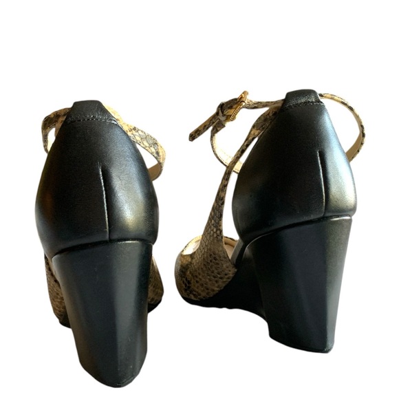 COLE HAAN Snakeskin Black Leather Wedge Heels - Picture 2 of 5